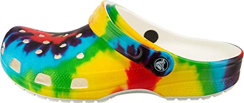 Sandália Crocs Classic Tie Dye Graphic Clog feminino, Multi, 39