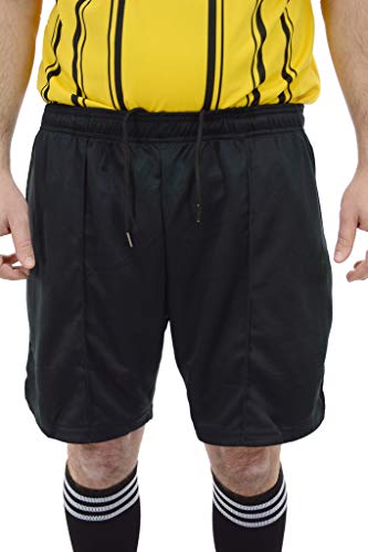 Mens Premium Drawstring Referee Shorts | Black Soccer Shorts for Officials - Black CA6025 M