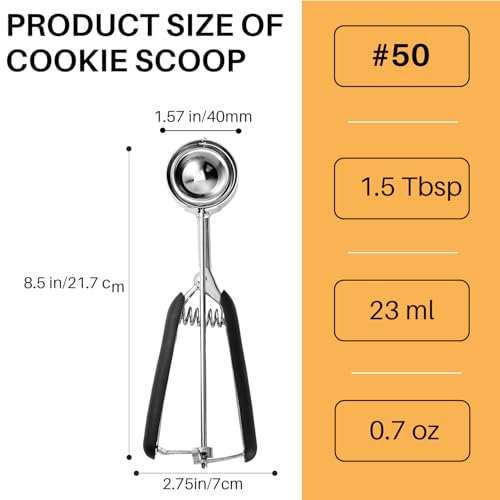Cookie Scoop 1.5 Tbsp, 1.5 Tablespoon Cookie Scoops for Baking, Ice Cream Scoop, Comfortable Grip, Non-Slip, For Cookies Melon Ball Meatball Ice Cream Muffin