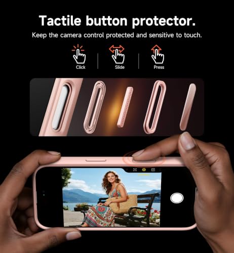 Image of SURITCH for iPhone Air Case with Camera Control Cover, Camera Slide Cover and Adjustable Kickstand, Compatible with MagSafe, Shockproof Bumper Protective Cases for iPhone 17 Air 6.5 Inch, Pink