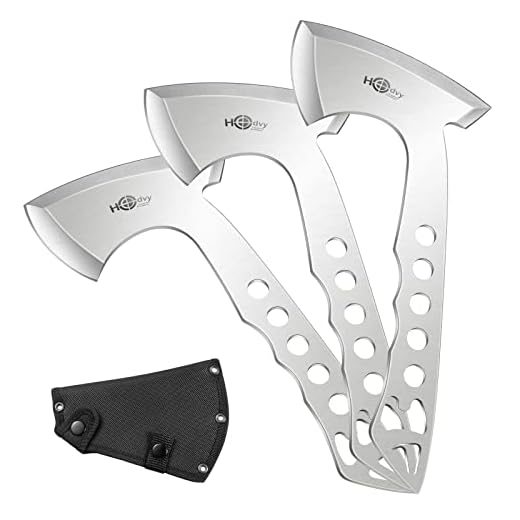 Throwing Axes and Tomahawks Sets, 3 Pack Full Tang One Piece Stainless Steel with Bottle Opener Tactical Hatchet Sheaths, Hawks Throwing for Competition, Recreation, Camping, Survival, Chopping