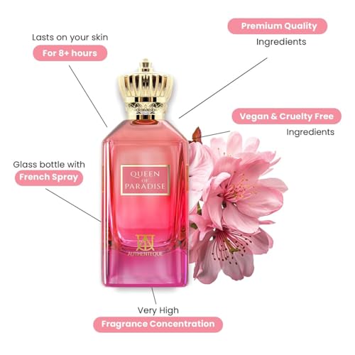 AUTHENTEQUE - Queen of Paradise, Long Lasting Perfume for Women - Eau de Parfum - Strawberry, Vanilla, Lavender, Mandarin Fragrance Luxury Arabic Perfume 3.4oz (100ml) - Image 2