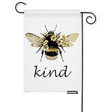 Moslion Bee Kind Garden Flag Vertical Double Sided Animal Insect Bug Bee with Wings Yellow Flower Ho