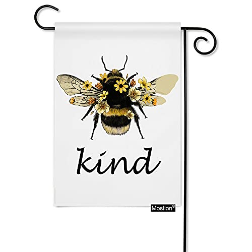 Moslion Bee Kind Garden Flag Vertical Double Sided Animal Insect Bug Bee With Wings Yellow Flower House Flags Home Burlap Banners 12.5X18 Inch For Outdoor Decor Lawn #TOP21