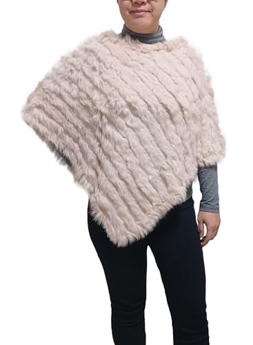Miss Rouge - Poncho de pelo de conejo, rosa claro, Talla única