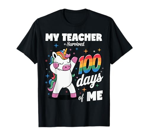 Divertidos 100 días de escuela, unicornios, niñas a las que mi maestra sobrevivió Camiseta