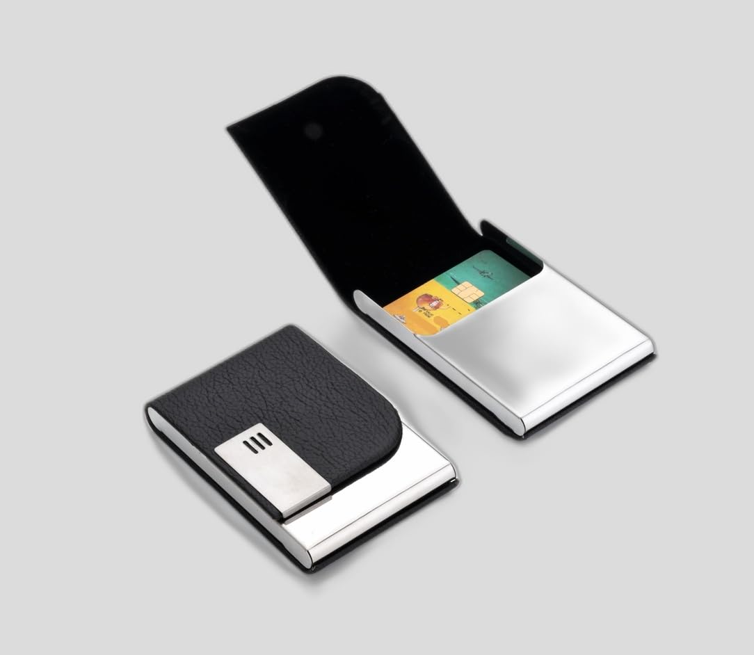 Slim Skinny Fit Card Wallet for Men and Women (Half Cover Ubhu blk Business cardSZNN)-picture-35