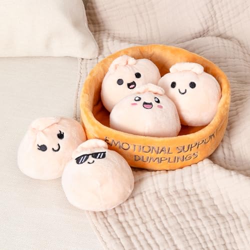 Emotional Support Dumplings by Relatable, Cuddly Stuffed Animals and Toys, Squishy Toys and Plushies, Great Gift Ideas for Loved Ones of All Ages, Includes 5 Plushies with Carrying Basket - Image 3