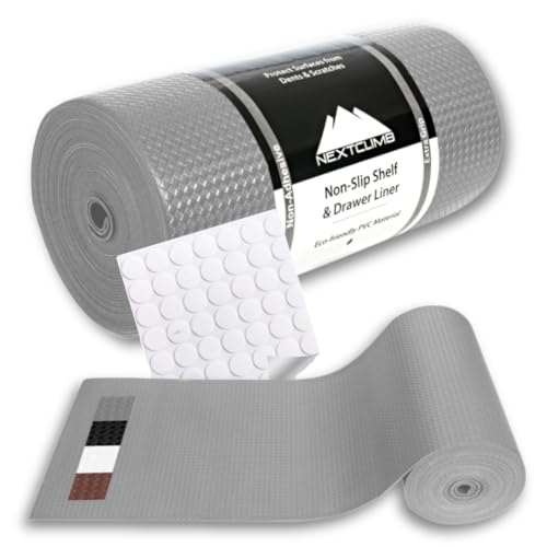 Kitchen Drawer Liners Shelf Liners for Kitchen Cabinets - Truly Non Slip, Non Adhesive Kitchen Cupboard Liners - Easy Cut/Fit, Protect Any Shelves, Wardrobe, Bathroom Surfaces (Grey, 30 x 900cm)