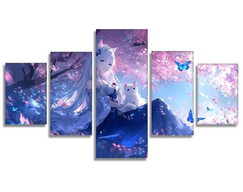 5 Piezas Dibujos animados Diamond Painting Estilo japonés Diamond Painting Adultos, DIY Pintura de Diamante Kit Manualidades Adultos, 5D Creart Kit Punto de Cruz Pintura Diamante 225x110cm, Model247