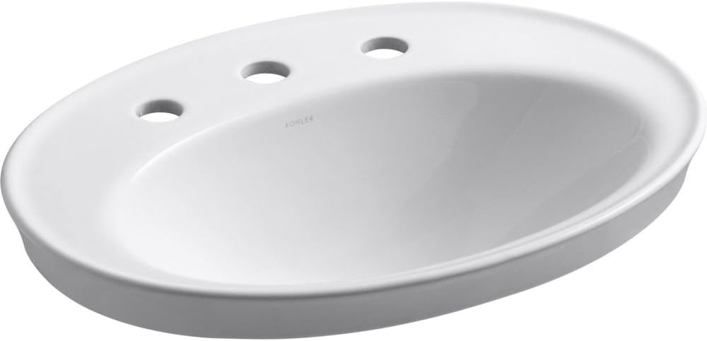 KOHLER Serif® Drop-in bathroom sink with 8" widespread faucet holes