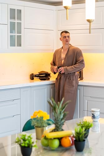 Image of Muslin Unisex Bathrobe Women & Men, 100% Cotton Kimono Lightweight Robe | Long Robes Soft, Absorbent, Spa robes