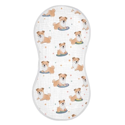 vvfelixl Baby Burp Cloths Cartoon Puppy Playing Happily Baby Newborn Cotton Burping Cloths Set Babys Washcloths 4 Pack