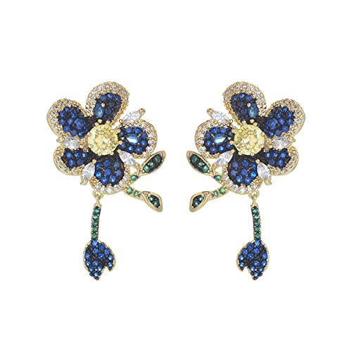 Boucles d'oreilles en argent S925 et fleur de zircon pour offrir