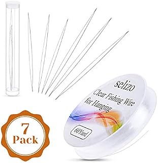 Beading Needles with Fishing Wire, Selizo 6pcs Big Eye Beading Needles with a