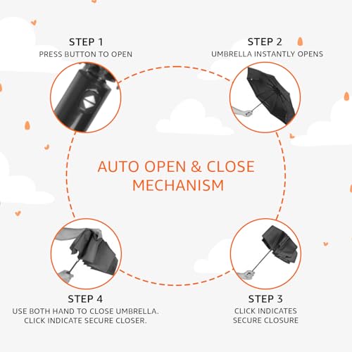 Image of Amazon Basics 3-Fold Travel Umbrella - Sophisticated Auto-Open Auto-Close Mechanism, Large 42 inch Canopy, RainProof & UV Protection|Ideal for Men & Women | Stylish, Durable, and Functional Design