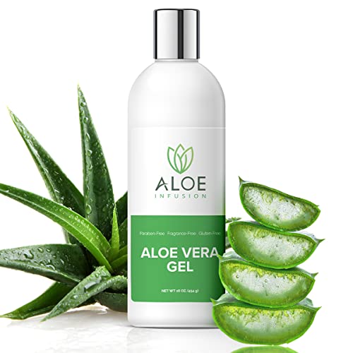 Aloe Infusion Organic Aloe Vera Gel - Deeply Hydrating, Skin Nourishing After Sun Skin Care For Face, Body And Hair - Sunburn, Redness And Itchy Skin Relief - Made In The Usa - 16 Oz #TOP1