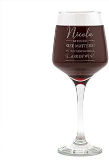 Personalised Funny Wine Glass/Rude Wine Glass/Funny Wine Gifts For Women/Personalised Best Friend Gifts For Her/Joke Wine Glass/Novelty Wine Glass - "SIZE MATTERS, NOONE WANTS A SMALL GLASS OF WINE"