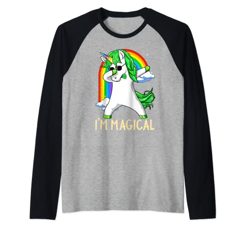 I'm Magical Unicornio Camisa Lepricorn Unicornio Mujeres Niños Niñas Camiseta Manga Raglan