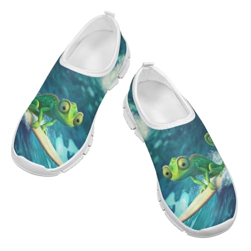 Cugasmaru Boys Running Shoes Size 12.5 Little Kid Green Chameleon Tennis Shoes Wide Sport Casual Shoes Little Girls School Training Shoes White Sole