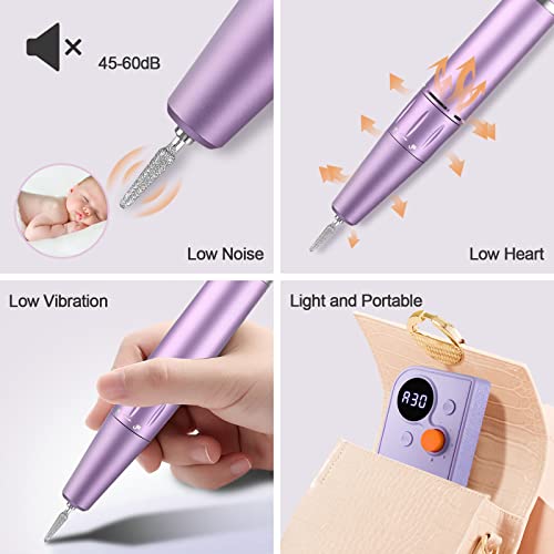 Portable Nail Drill Kit Rechargeable 30000 Rpm Electric Professional Cordless Efile Nail Drill Machine Set For Acrylic Nails, Polishing, Manicure Pedicure Tool #TOP5