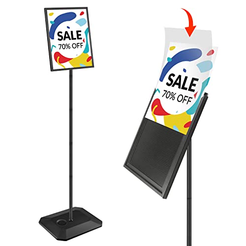 Yakpho Adjustable Heavy Duty Pedestal Sign Holder Floor Stand, Sign Stand Poster, Standing Floor, 8.5 X 11 Inch, Outdoor Indoor Standing Display Sign Holders Aluminum Black (8.5“X11 Black-1Pcs) #TOP3