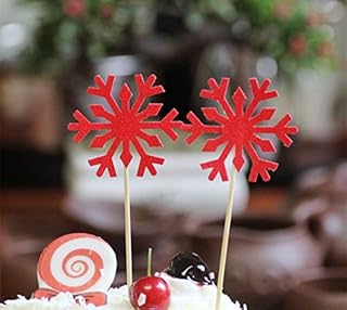 60 Pack Snowflake Cupcake Toppers Glitter Snowflake Cake Topper Picks for Christmas Birthday Party Baby Shower Wedding Cak...