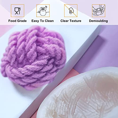 PATIKIL 3Pack 3D Candle Mold, Yarn Silicone Candle Mold Knot Ball Shape Mould for Soap Wax Candle Resin Craft Making Table Home Decor - Image 3