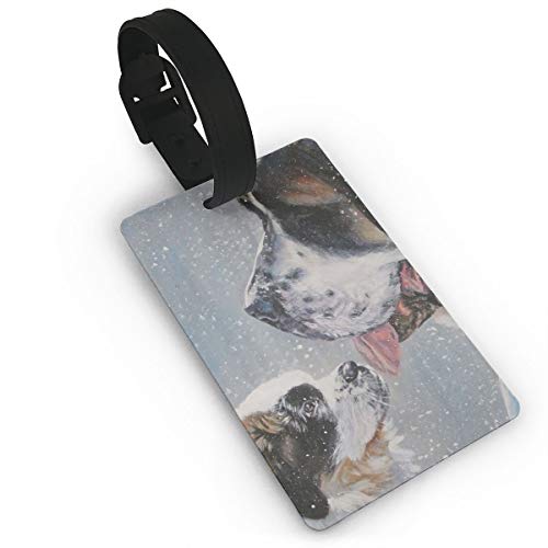 Charm Saint Bernard Family Dog Funny Themed Printed Rolling Airplane Luggage Name Tag Travel Suitcase Identifier Set Bag Durable Labels For Women Men Kids Baggage Accessories