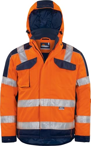 Vizwell Winter Warnschutz Arbeitsjacke leuchtorange mit Kapuze Gr.L
