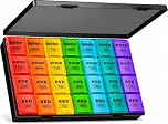Pill Boxes 7 Day 4 Times a Day, Weekly Tablet Organiser Large Daily Pill Box Organiser 7 Day Travel Dosette Box with 28 Copartments, 7day Medication Organizer for Vitamins Pillbox (Black-Extra Large)