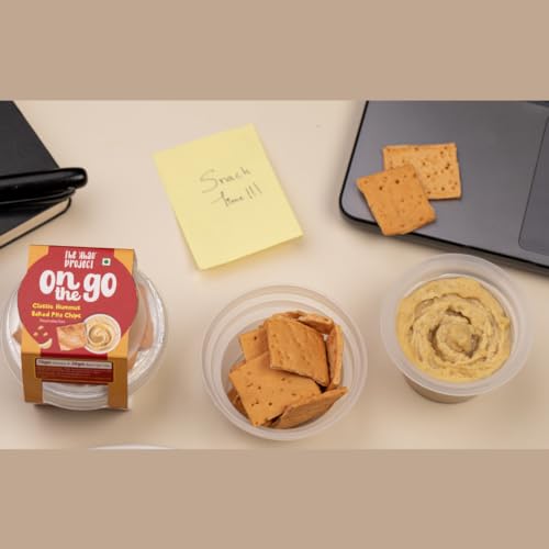 Image of The Khao Project On The Go Hummus Snack Pack| Classic Hummus and Baked Pita Chips| healthy snacks for kids and adults|Travel Friendly| Protein Rich|Preservative Free|Vegan| Tasty Snack