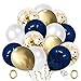Kit pour arche de ballons, guirlande de ballons bleu marine, ballons en latex blanc et or avec confettis dorés, décorations de fête d'anniversaire, fête prénatale, mariage