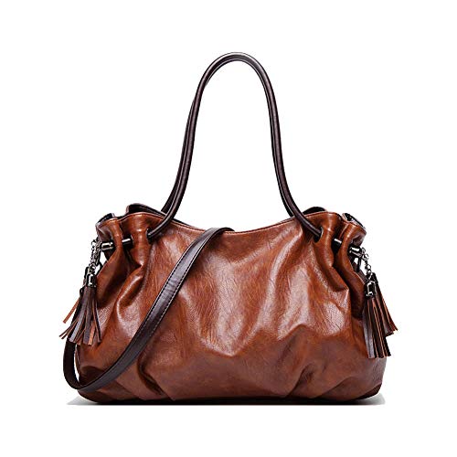 Bolso de mano para mujer, de gran capacidad, para viaje, de piel sintética, para llevar al hombro, Estilo 1 Marrón (Marrón) - ZYDM009-Brown Cover