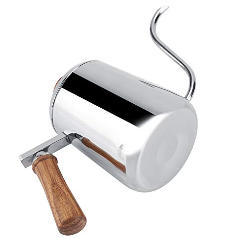 Chaleira pescoço de ganso de 350 ml/600 ml, aço inoxidável, cabo de madeira, gotejamento, gotejament