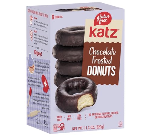 Katz Gluten Free Chocolate Frosted Donuts. Dessert Snack, Free of Soy, Sesame, Dairy, and Nuts. Kosher 11.3oz (1pk)