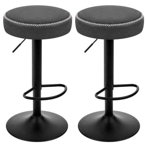 EUGAD Barhocker 2er Set, runder Hocker drehbar höhenverstellbar...