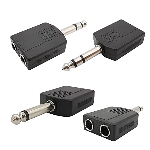 Image of [ 4 Pieces ] 1 /4 inch Mono to 2 x 6.35mm Female Splitter & 1 /4 inch Mono to 2 x 6.35mm Female Splitter ; Headphone Microphone Splitter Converter ; Audio Jack Plug Adapter 6.35 mm Male Splitters