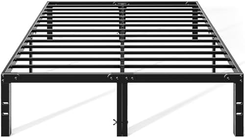 OLIXIS Metal Queen Bed Frame - 14in High with Storage Space, No B...