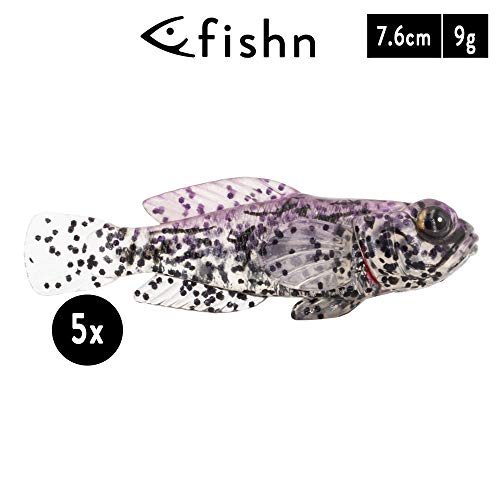 FISHN GOBYone Set of 5 7.6 cm 9 g Ultra Realistic Garbage Rubber Fish for Fishing Bass (PURPLE RAIN), standard size - Image 2