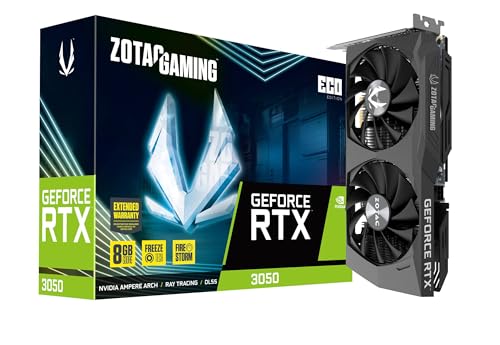 Image of ZOTAC Gaming GeForce RTX 3050 ECO Edition 8GB GDDR6 128-bit 14 Gbps PCIE 4.0 Gaming Graphics Card, Active Fan Control, Freeze Fan Stop, ZT-A30500K-10M