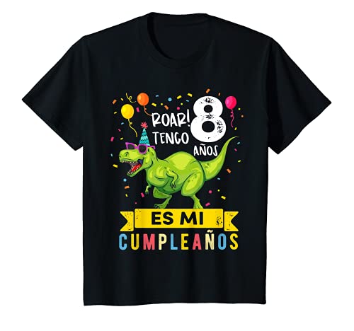 Niños 8 Cumpleaños niño y niña Dinosaurio Regalo de 8 Años Camiseta