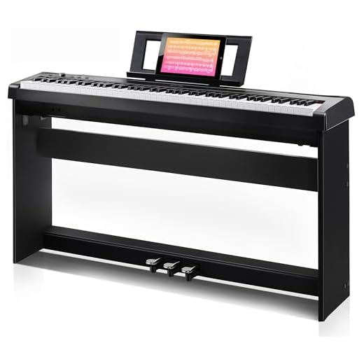 AODSK Digital Piano 88 Key keyboard Weighted Piano with Stable Wood Furniture stand Full Size Weighted Keyboard, with 3-Pedal Unit, 15W Stereo Speakers, MP3 Function, Black, Piano Lessons
