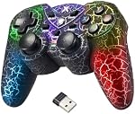 NBCP Light-Up Controller for PC - Black Crack Custom Design with RGB LED Lights, Turbo Function, Luminous Mode, Compatible with Windows 7/8/10/11 & Steam