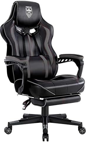Vonesse Gaming Chair for Adults Gaming Chairs with Footrest Reclining Computer Gaming Chair for Heavy People Gamer Chair Big and Tall Ergonomic Game Chair Racing Chair with Lumbar Pillow(Gray)