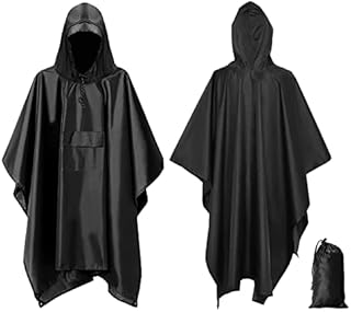 SEWOLF Waterproof Poncho Adult,Multifunctional Rain Poncho Reusable Rain Cape Hooded Poncho/Sunshade Tarp/Picnic for Outdoor Camping Hiking Cycling Climbing
