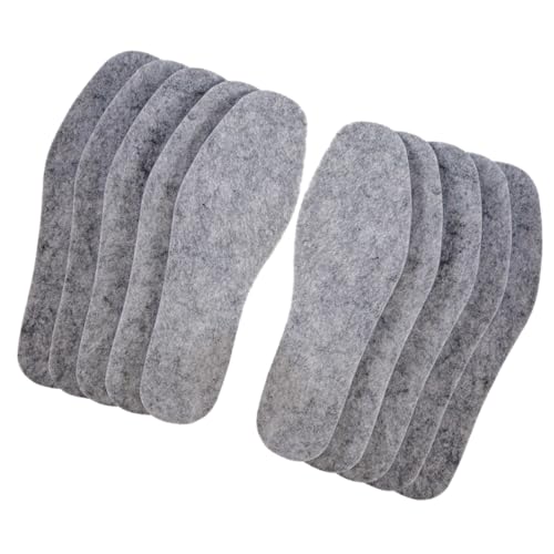 FRCOLOR 5 Pairs Wool Felt Insole Winter Boot Inserts Shoe Insoles Women Breathable Shoe Fleece Insoles Warm Insoles Wool Felt Inserts Shoe Inner Pads Warm Shoe Wool Boots for Shoes Women's