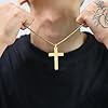 Niaspi Engraved Pray Cross Pendant Necklace for Women Men Unisex Minimalist Stainless Steel Personalized Faith Statement Inspiring Lord's Prayer Crucifix Necklace Jewelry(Gold) #1