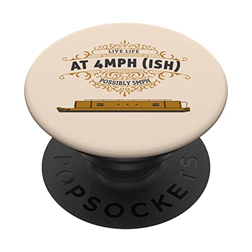 Narrowboat Design & Canal Boat Idea For Men & Boat Owners PopSockets Swappable PopGrip, Black