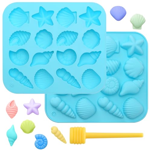 KQDRAVINE 2 moldes de silicone em forma de concha, moldes de silicone com motivos marinhos, adequados para decorações de chocolate, doces e bolos